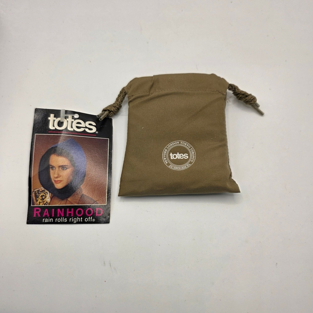 Totes Vintage Rain Hood Tan Khaki Packable Water Repellent with Drawstring Pouch
